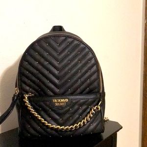 New w/out tags Victoria’s Secret faux leather black studded mini backpack